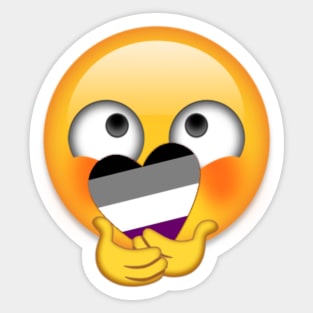 Asexual Shy Heart Emoji Sticker